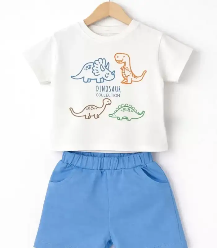 6/24 Ay Dino Baskılı Basic Bebek Takımı
