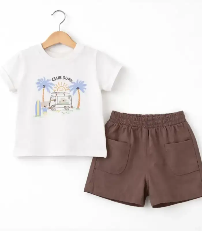 6/24 Ay Gabardin Şort Basic Tişört Bebek Takımı