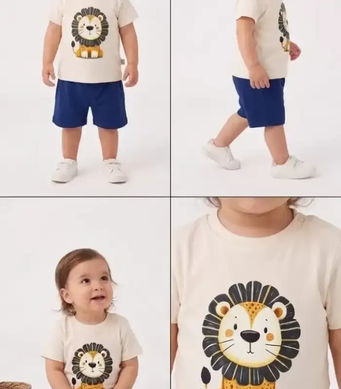 6/24 Ay Keten Şortlu Basic Bebek Takımı