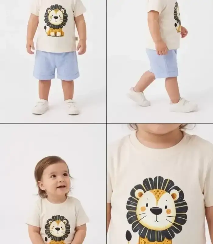 6/24 Ay Keten Şortlu Basic Bebek Takımı