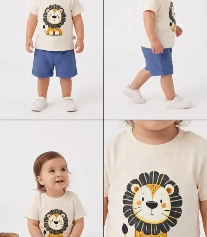 6/24 Ay Keten Şortlu Basic Bebek Takımı