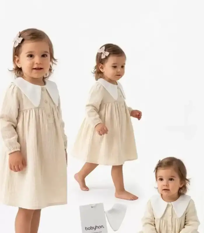 6-24 Ay Müslin Keten Pamuk Bebek Elbise