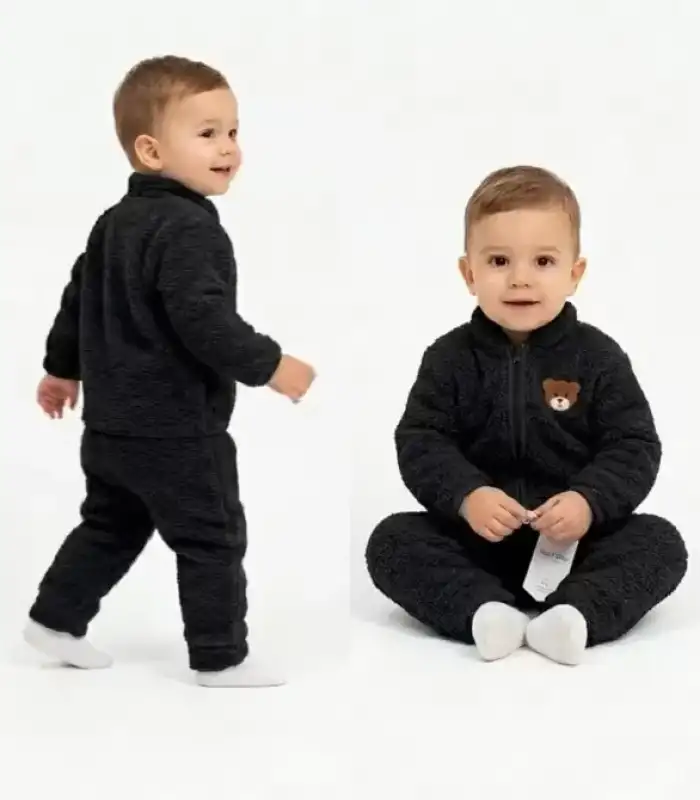 6/24 Ay Peluş Kumaş Fermuarlı Bebek Takımı