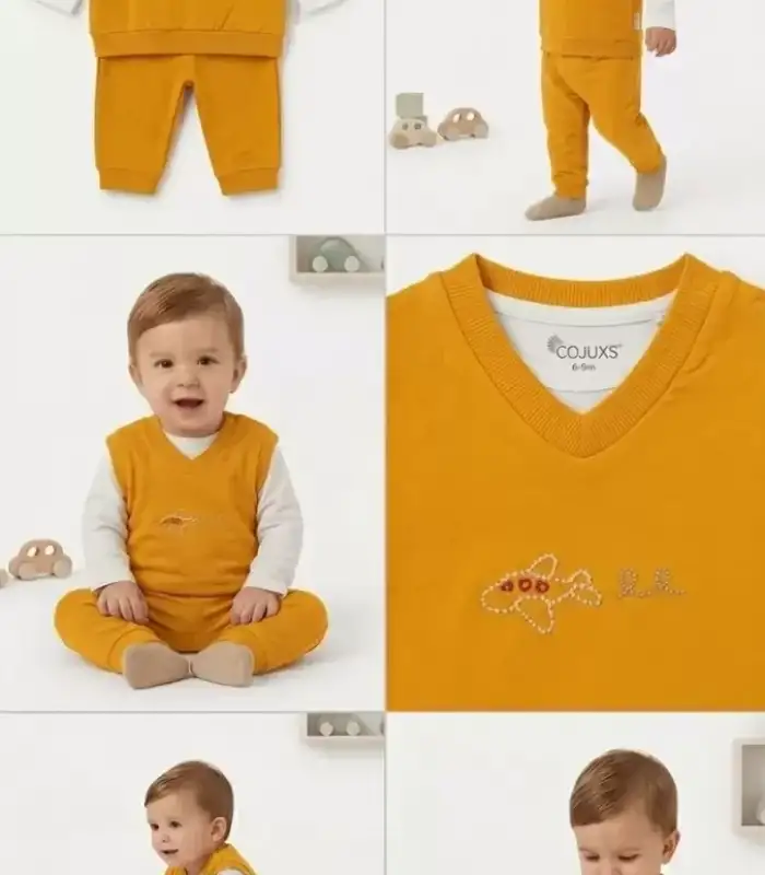 6/24 Ay Yelekli Badyli 3 Parça Bebek Takımı