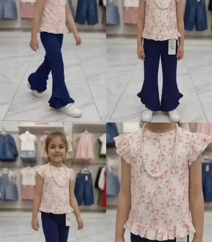 6-7-8 Yaş Kolyeli Full Likra Çocuk Takımı