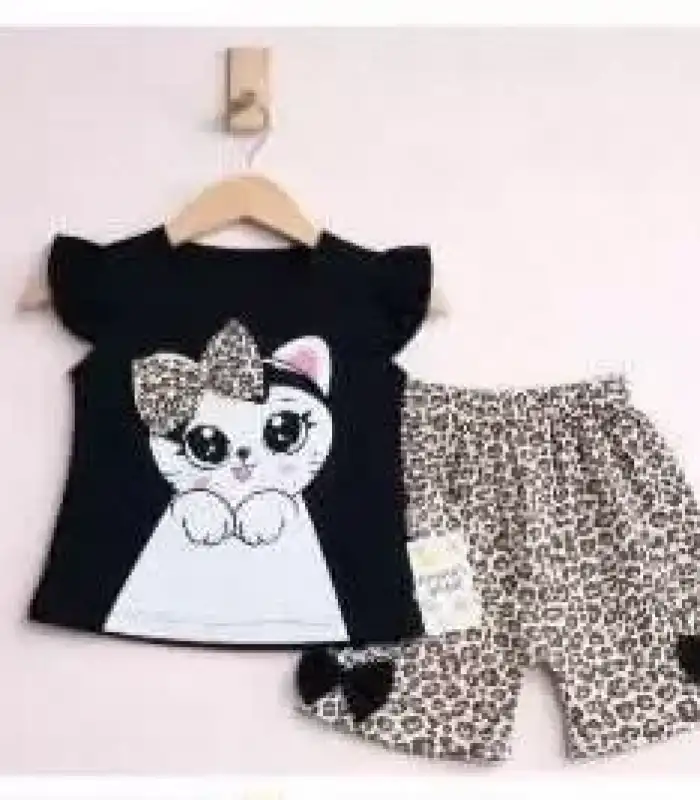 9/24 Ay Leopar Kedi Baskılı Bebek Takımı