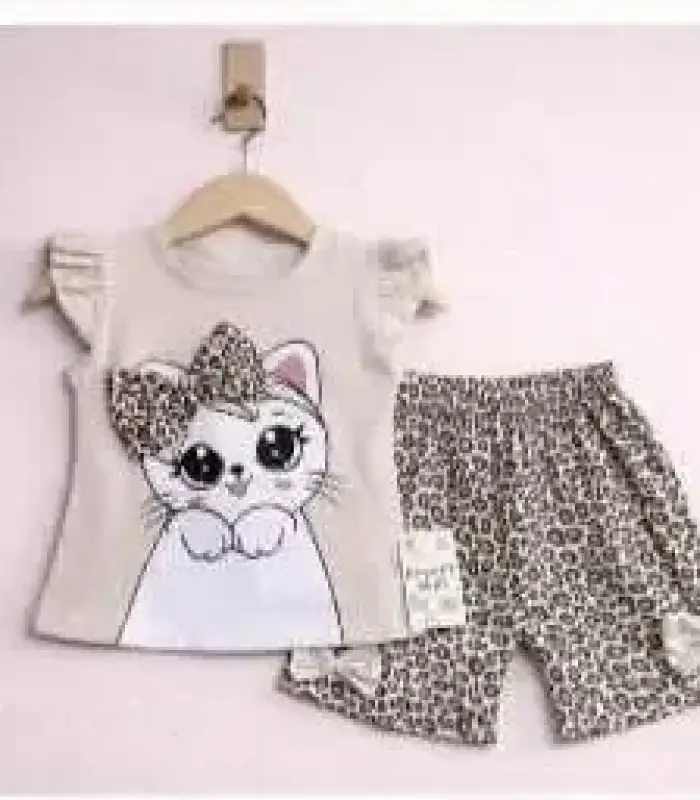 9/24 Ay Leopar Kedi Baskılı Bebek Takımı