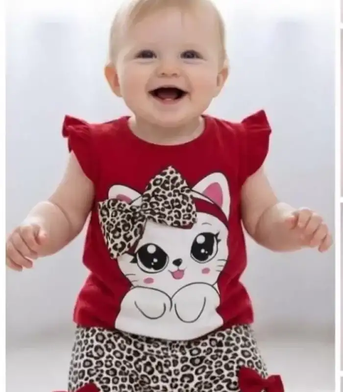 9/24 Ay Leopar Kedi Baskılı Bebek Takımı