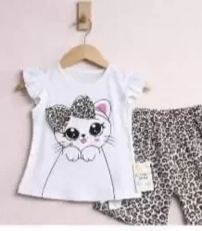 9/24 Ay Leopar Kedi Baskılı Bebek Takımı