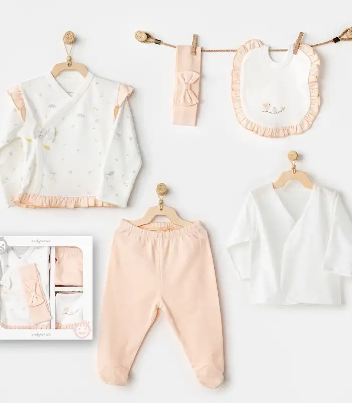 Spring Birds 5Li Bebek Hastane Çıkış Seti Ekru