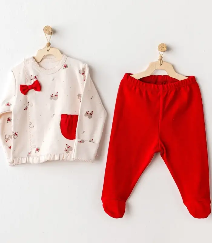 Penguin 2Li Bebe Zıbın Takım Ekru