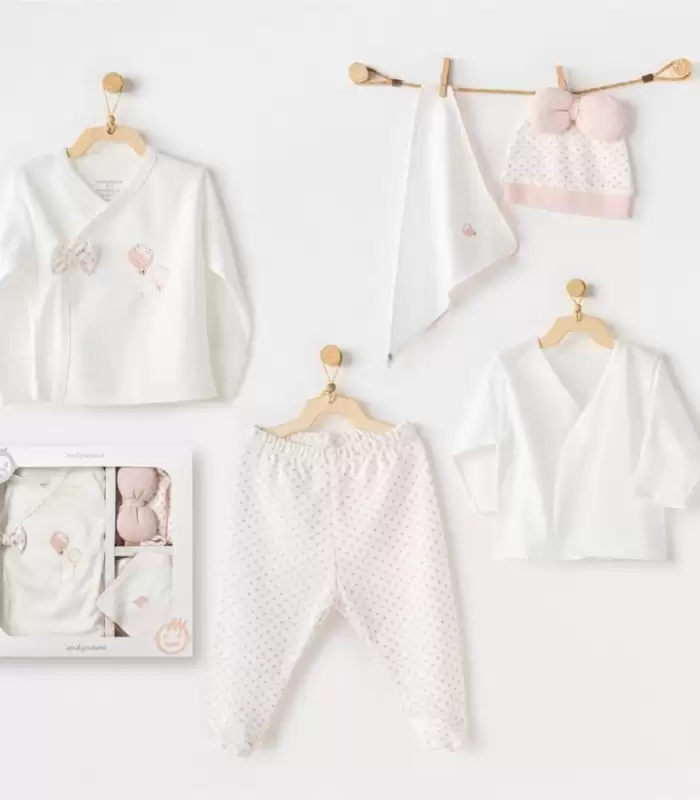 Andywawa AC25550 Newborn Set Pınk Baloons 5Li Hastane Çıkışı Ekru