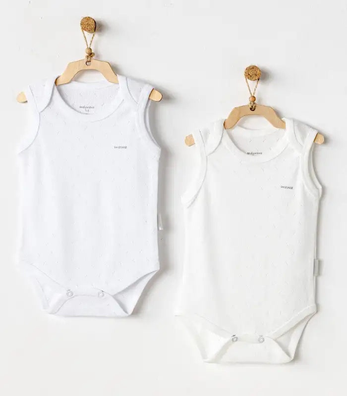 Andywawa AC25553 Sleeveles Jacquard 2Li Basic Body Ecru White