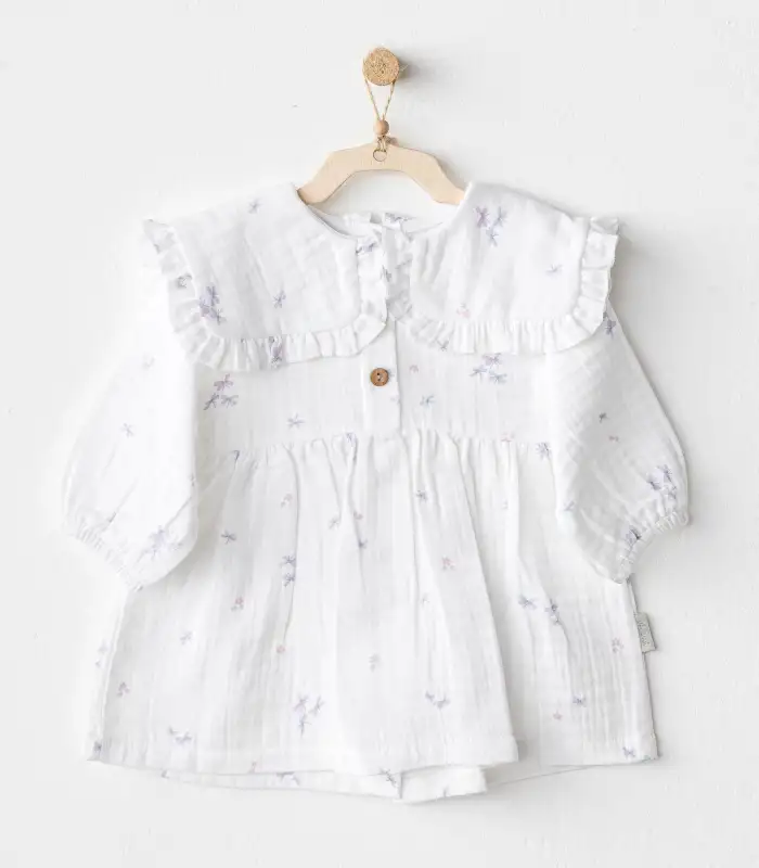 Magical Butterfly Müslin Bebek Elbise White