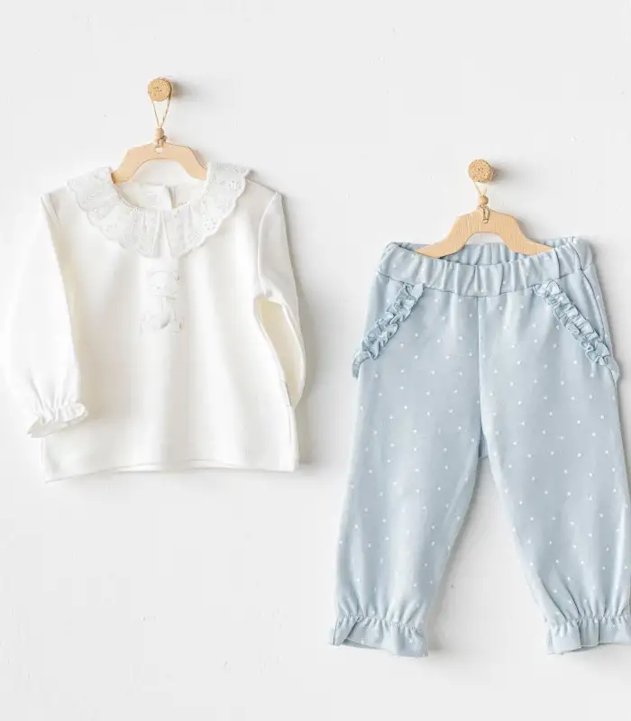 Andywawa AC25633 Cuddly Bunny Bear 2Li Takım Blue