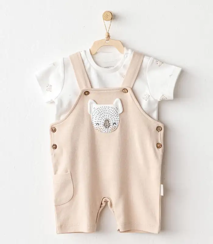 Happy Animals Bebek Salopet Takım Beige