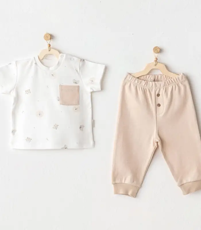 Andywawa AC25848 Happy Animals Bebek 2Li Takım Beige