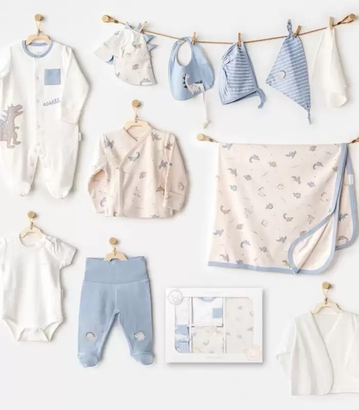 Andywawa AC25911 Newborn Set Dino 10Lu Hastane Çıkışı Beige