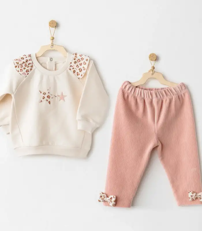 Andywawa AC26236 Little Leopard 2li Takım Ecru Pink