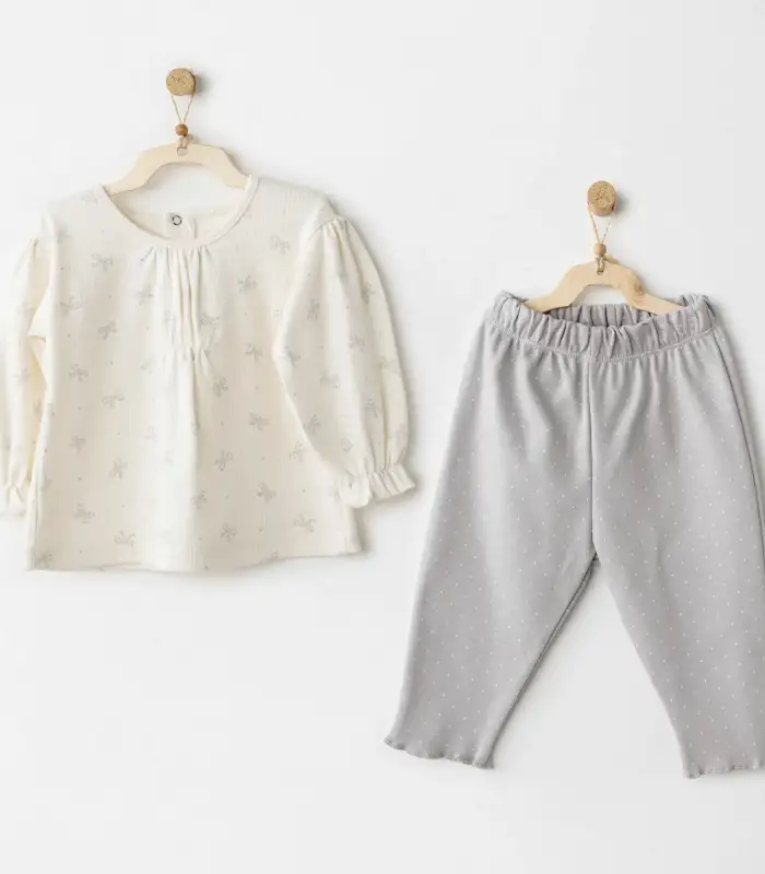 ANdywawa AC26253 Baby Bow Bliss 2li Takım Ekru