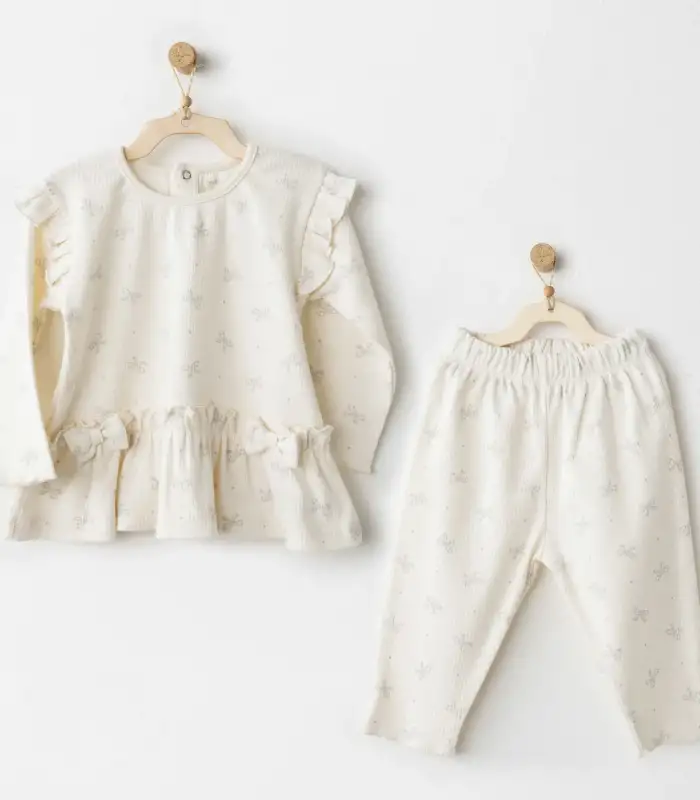 Andywawa AC26256 Baby Bow Bliss 2li Takım Ekru