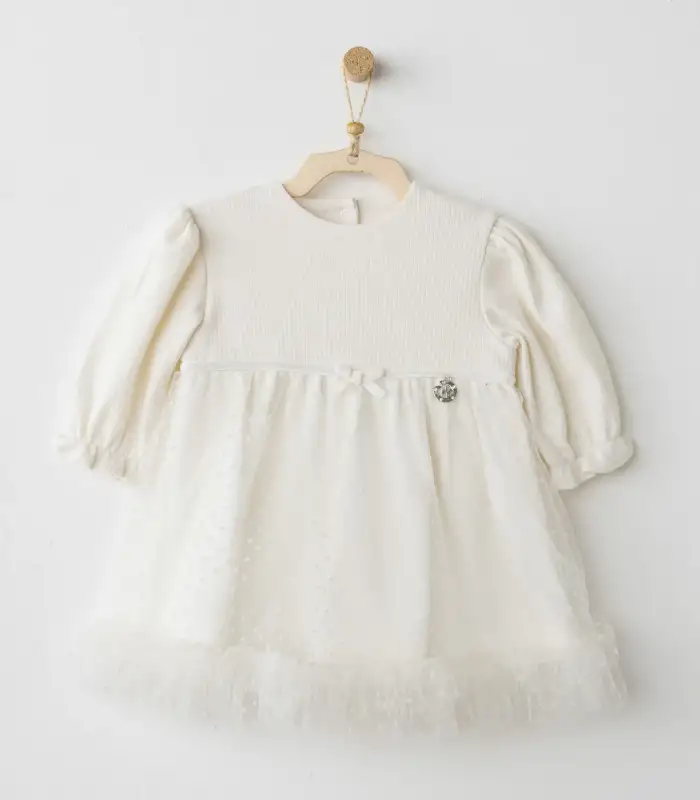 Baby Bow Bliss Elbise Ekru