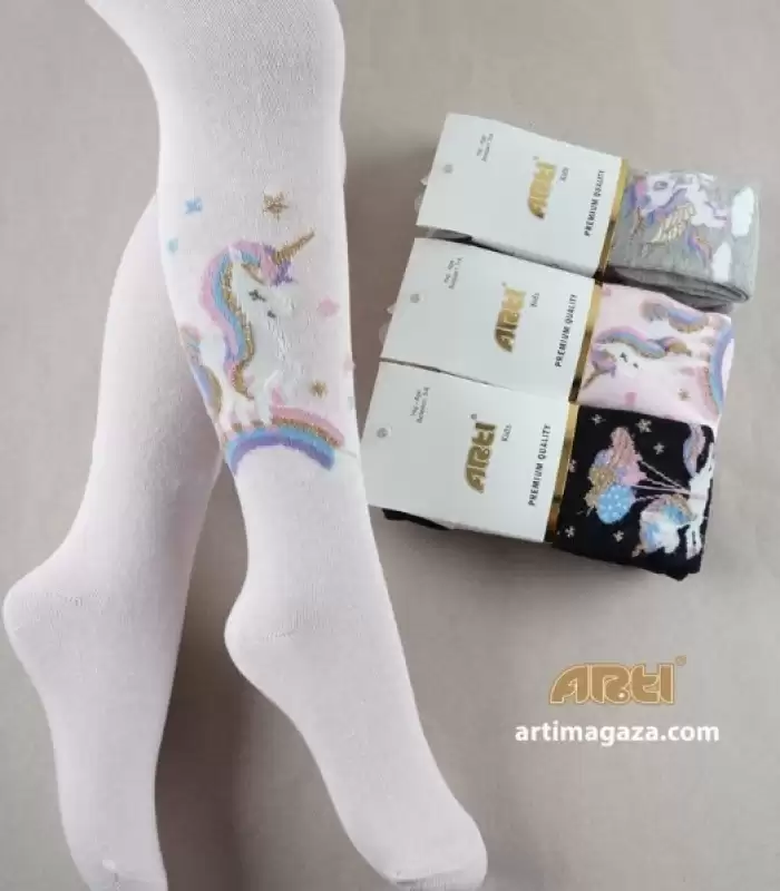 Unicorn Kız Külotlu Çorap  Asorti