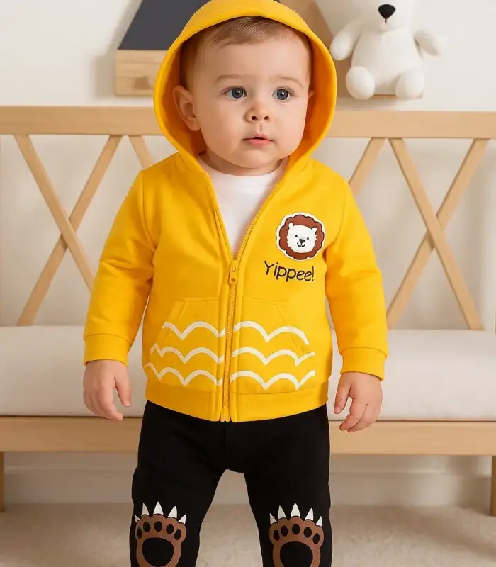 Aslan Desenli 3lü Erkek Bebek Takımı