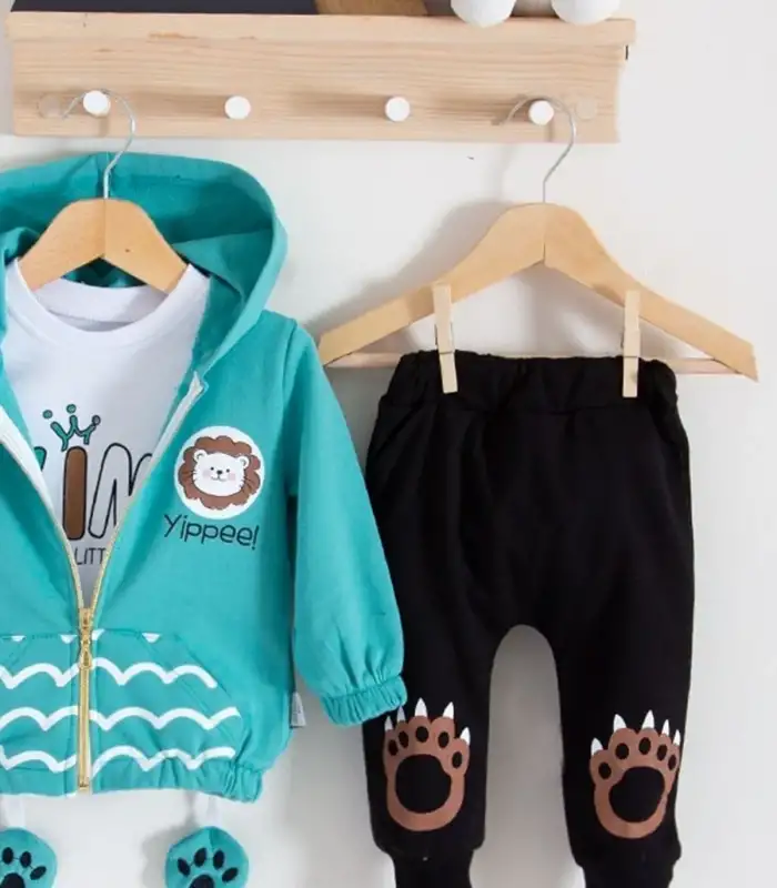 Aslan Desenli 3lü Erkek Bebek Takımı