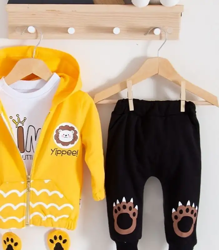 Aslan Desenli 3lü Erkek Bebek Takımı