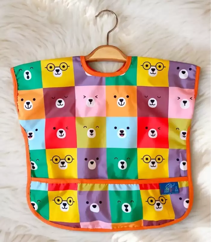 Sıvı Geçirmez Kolsuz 6-24 Ay 2li Aktivite ve Mama Önlüğü ( COLOUR-BEAR )