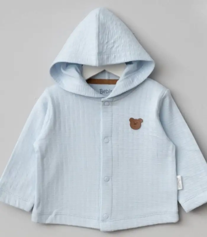Bebitof Kapüşonlu Bebek Hırka 80153 Koyu Mavi