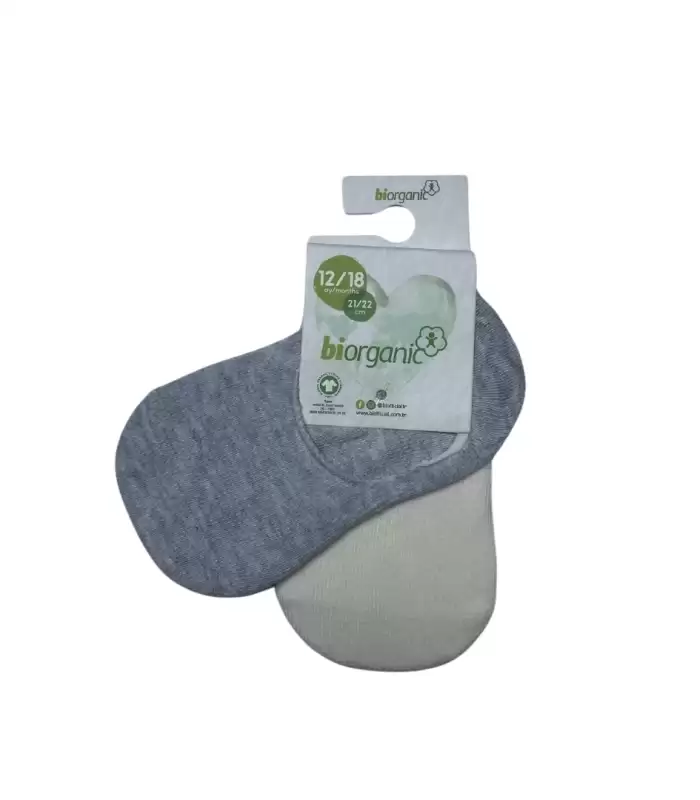 Bibaby Biorganic New Basic Kız 2Li Babet Çorap 68486 Ekru Gri