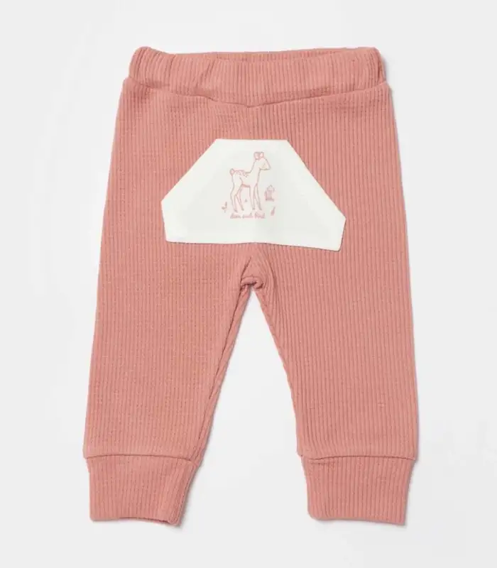Waffle Deer And Bird Bebek Pantolon  Ekru Gül Kurusu