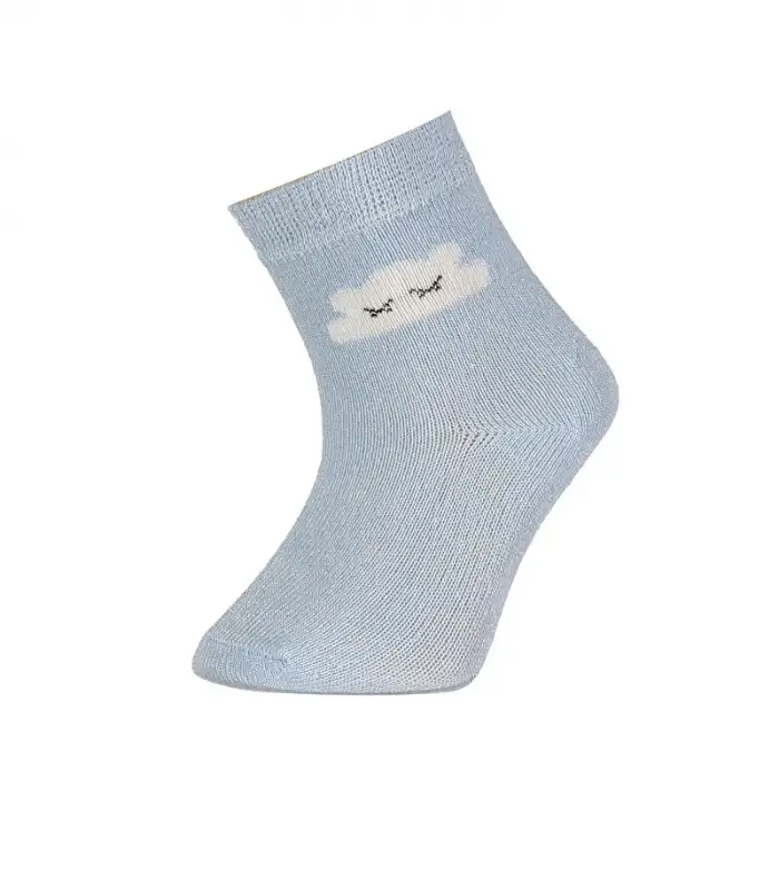 Desenli Bamboo 2Li Çorap  Taş-Mavi