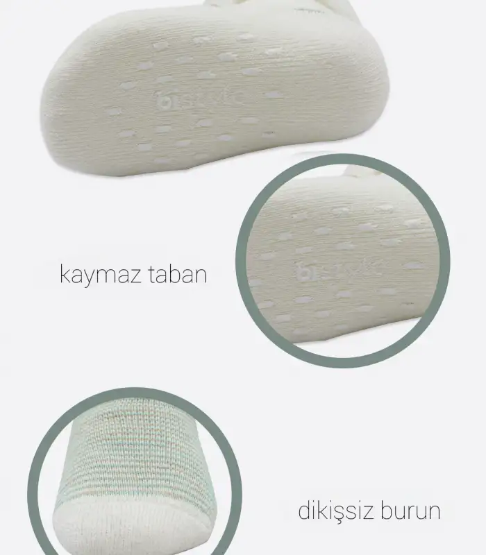 2Li Havlu Soket Kaymaz Çorap 10504 Nil Ekru