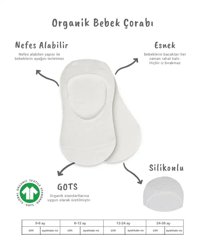 2Li Penye Babet Silikonlu Basic Çorap 30104 Ekru Ekru