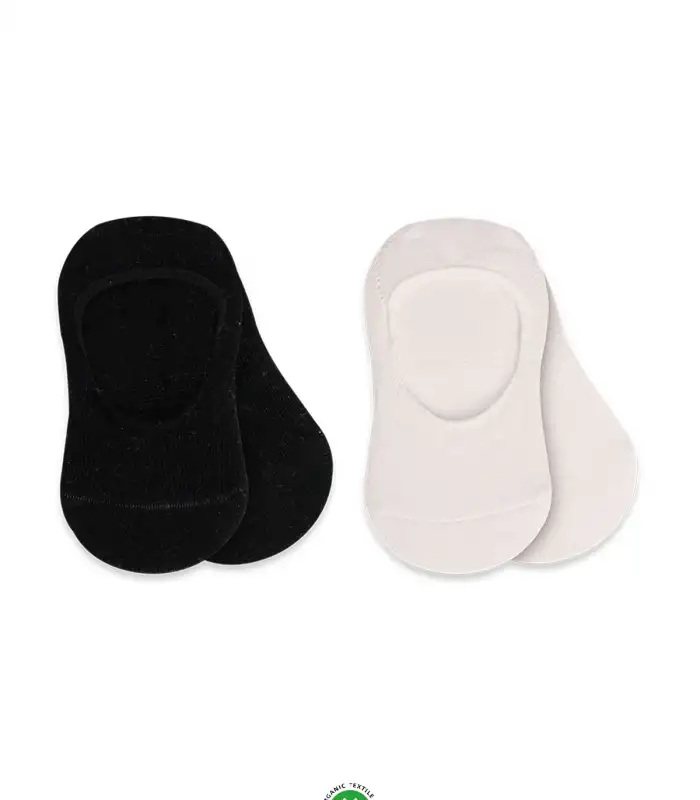 2Li Penye Babet Silikonlu Basic Çorap 30104 Siyah Ekru