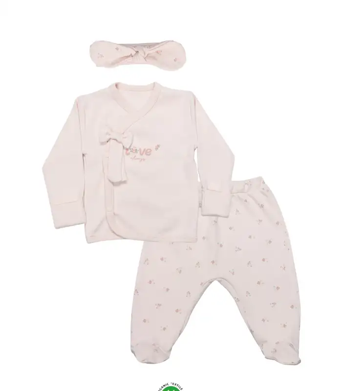 3Lü Zıbın Takım Grow İn Love 13102 Pembe Ekru