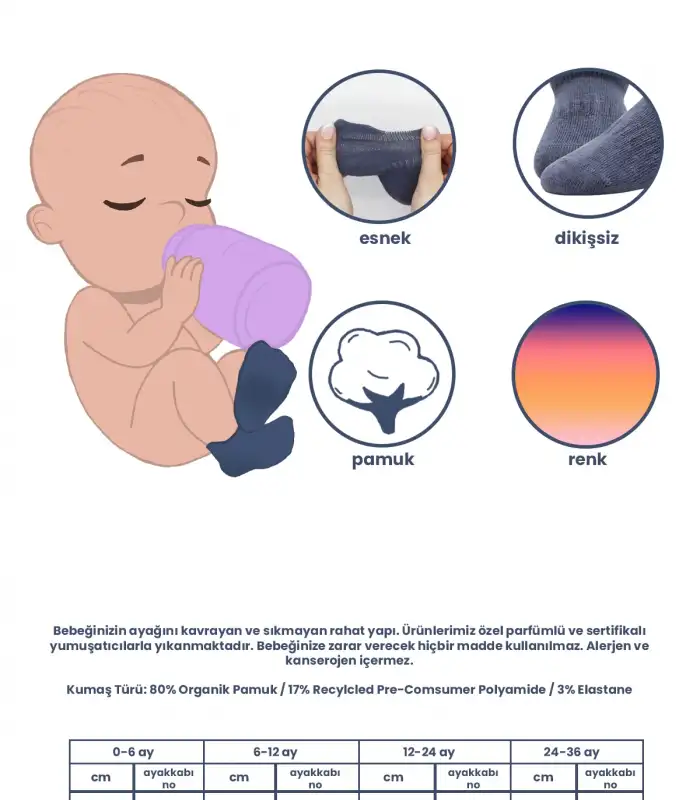 6Lı Basic Penye Sneakers Çorap 20101 Ekru