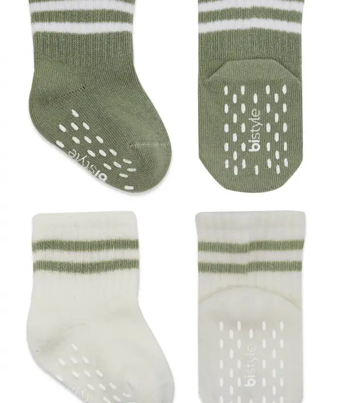 Çemberli Kaymaz Soket Çorap 2Li  Nil Ekru