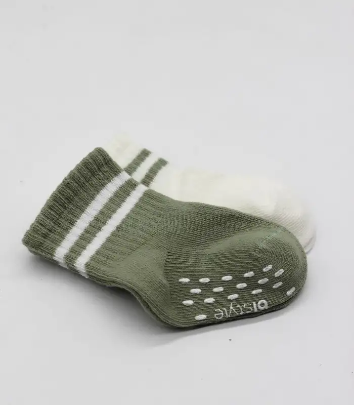 Çemberli Kaymaz Soket Çorap 2Li  Nil Ekru