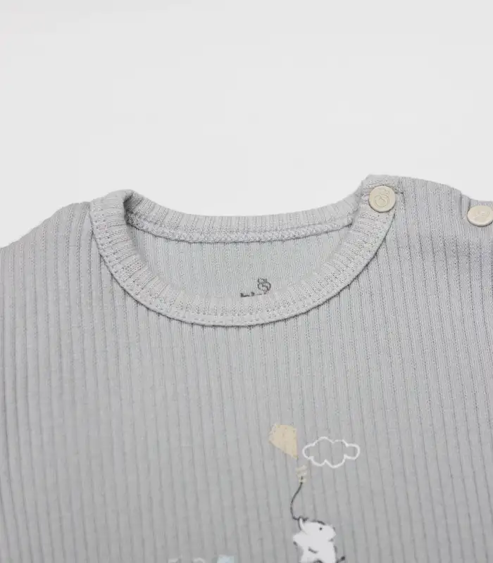 Flying Elephant Yarım Kol 2Li Body 17116 Ekru Gri