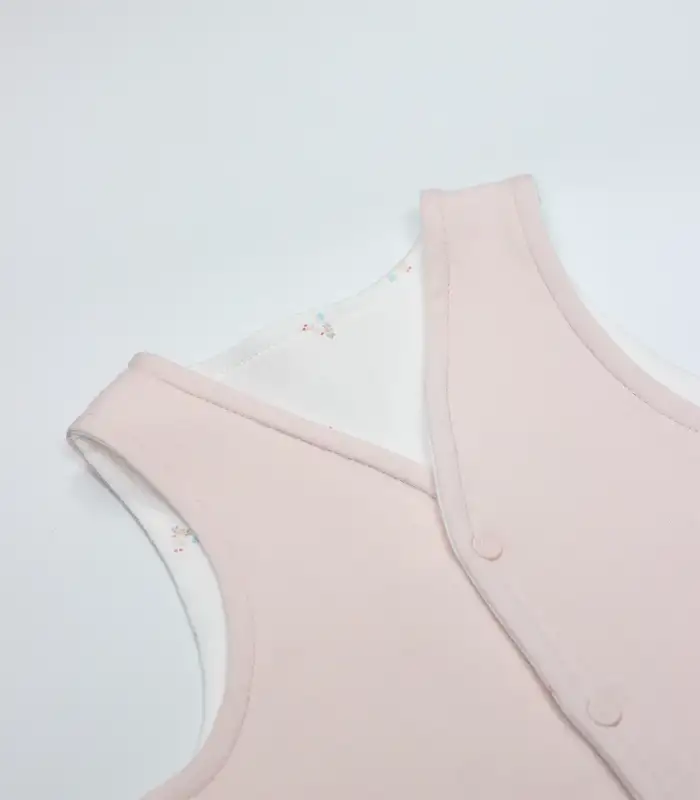 Grow İn Love Çift Taraflı Bebe Yelek 18102 Pembe Ekru