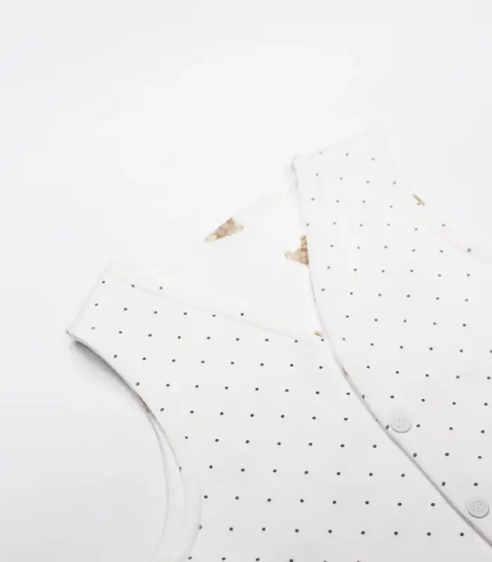 I Am So Bear Çift Taraflı Bebe Yelek 18103 Bej Ekru