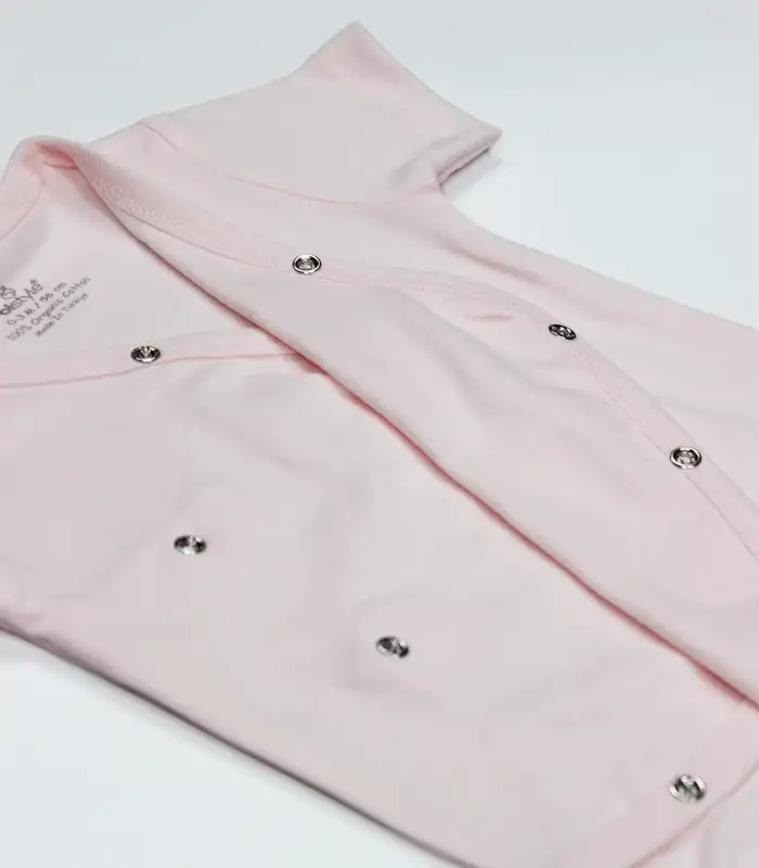 Bistyle Organik Natural Basic Style Kruvaze Yarım Kol Body BS17101 Pembe