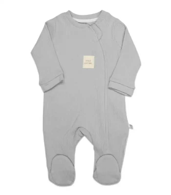 Style Natural Fermuarlı Bebe Tulum 15115 Gri