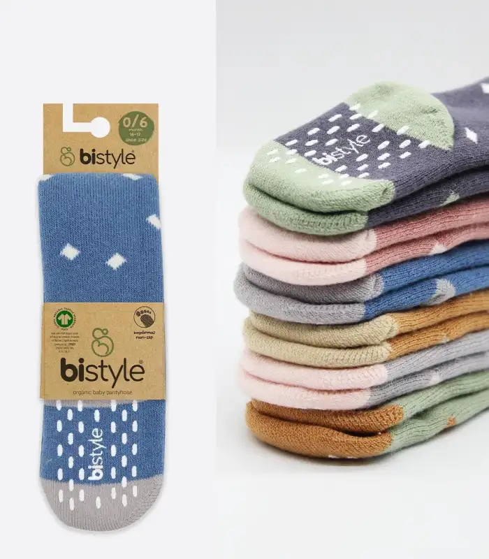 Tekli Puan Kaymaz Havlu Külotlu Çorap  İndigo