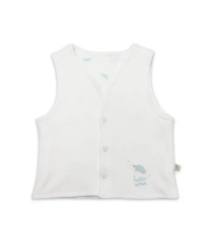 Bistyle Yelek Çift Taraflı Hello World 18105 Mint Ekru