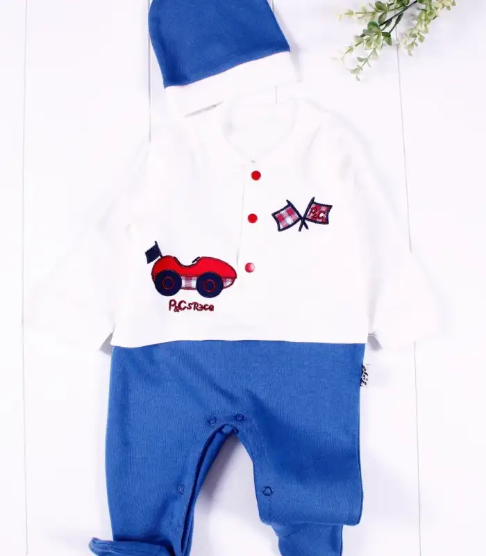 Cars Şapkalı Desenli Bebek Tulumu